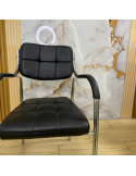 SILLAS MILOS CUERINA NEGRA ESTRUCTURA CROMADA