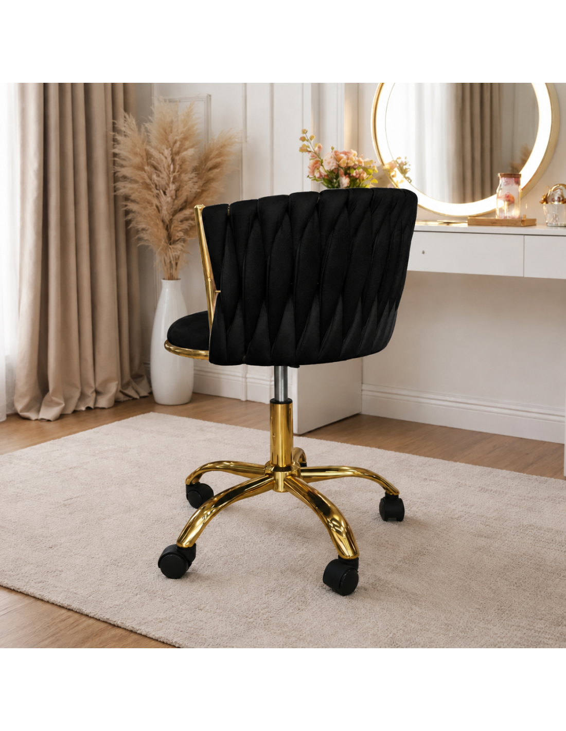 SILLA ROSE TELA VELVET NEGRO