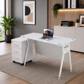 ESCRITORIO IVETTE VIDRIO TEMPLADO BLANCO  DE 140cm*70cm