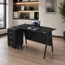 ESCRITORIO IVETTE VIDRIO TEMPLADO NEGRO  DE 140cm*70cm 2