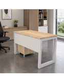 ESCRITORIO BRUNO PRO 120CM CAJONERA MADERA ESTRUCTURA BLANCA