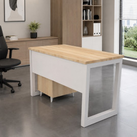 ESCRITORIO BRUNO PRO 120CM CAJONERA MADERA ESTRUCTURA BLANCA