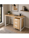 ESCRITORIO BRUNO PRO 120CM CAJONERA MADERA ESTRUCTURA BLANCA
