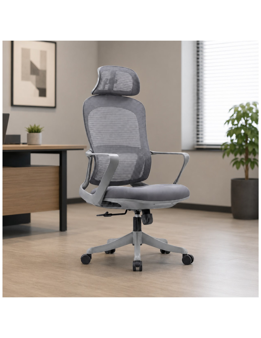 SILLA OFICINA GINGER ALTO COLOR GRIS