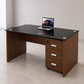 ESCRITORIO DAYANA COLOR NEGRO CON CAFE DE 140CM*70CM 2