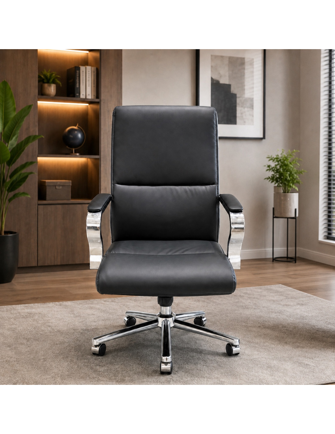 SILLA OFICINA BELEN CUERINA NEGRA