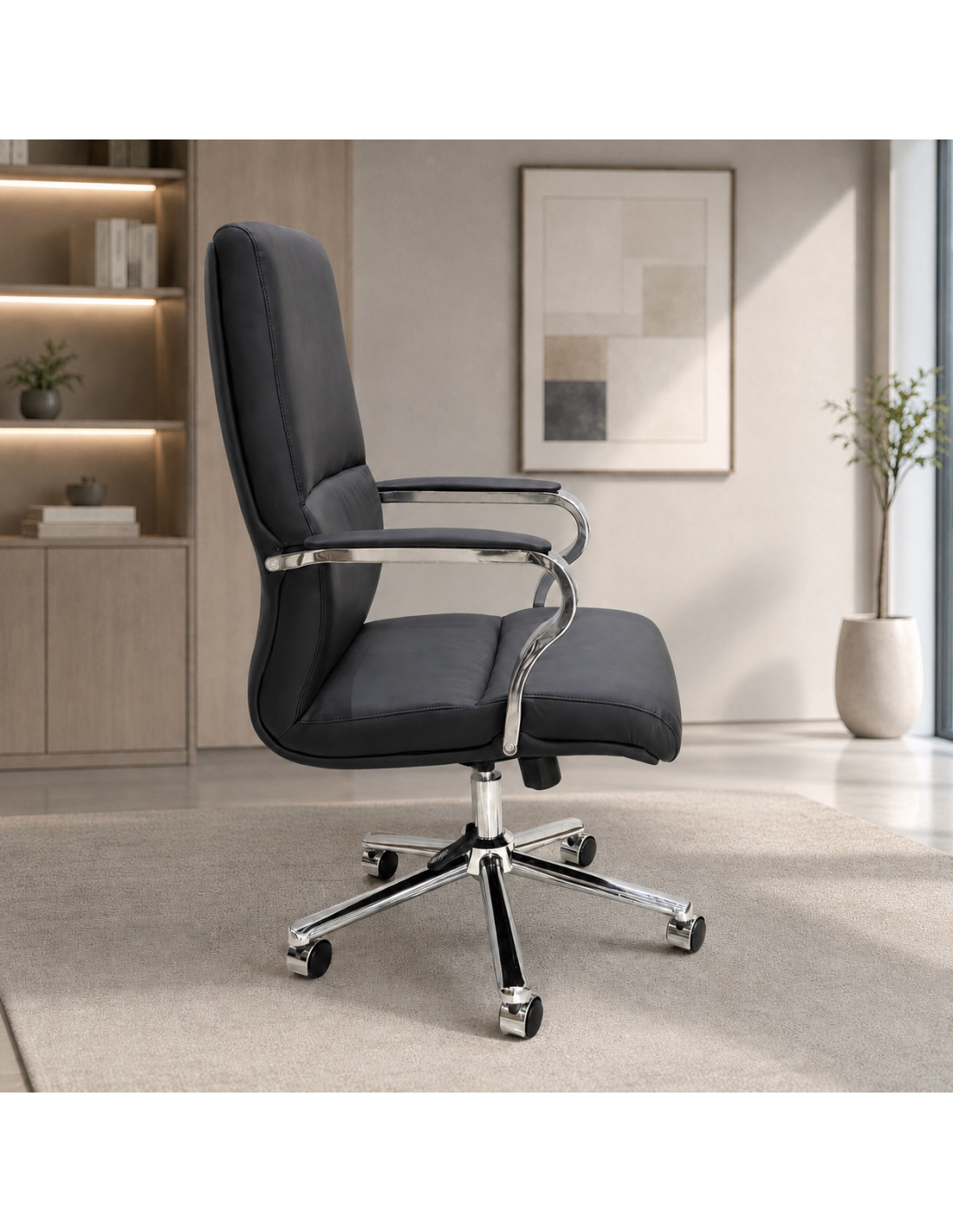 SILLA OFICINA BELEN CUERINA NEGRA