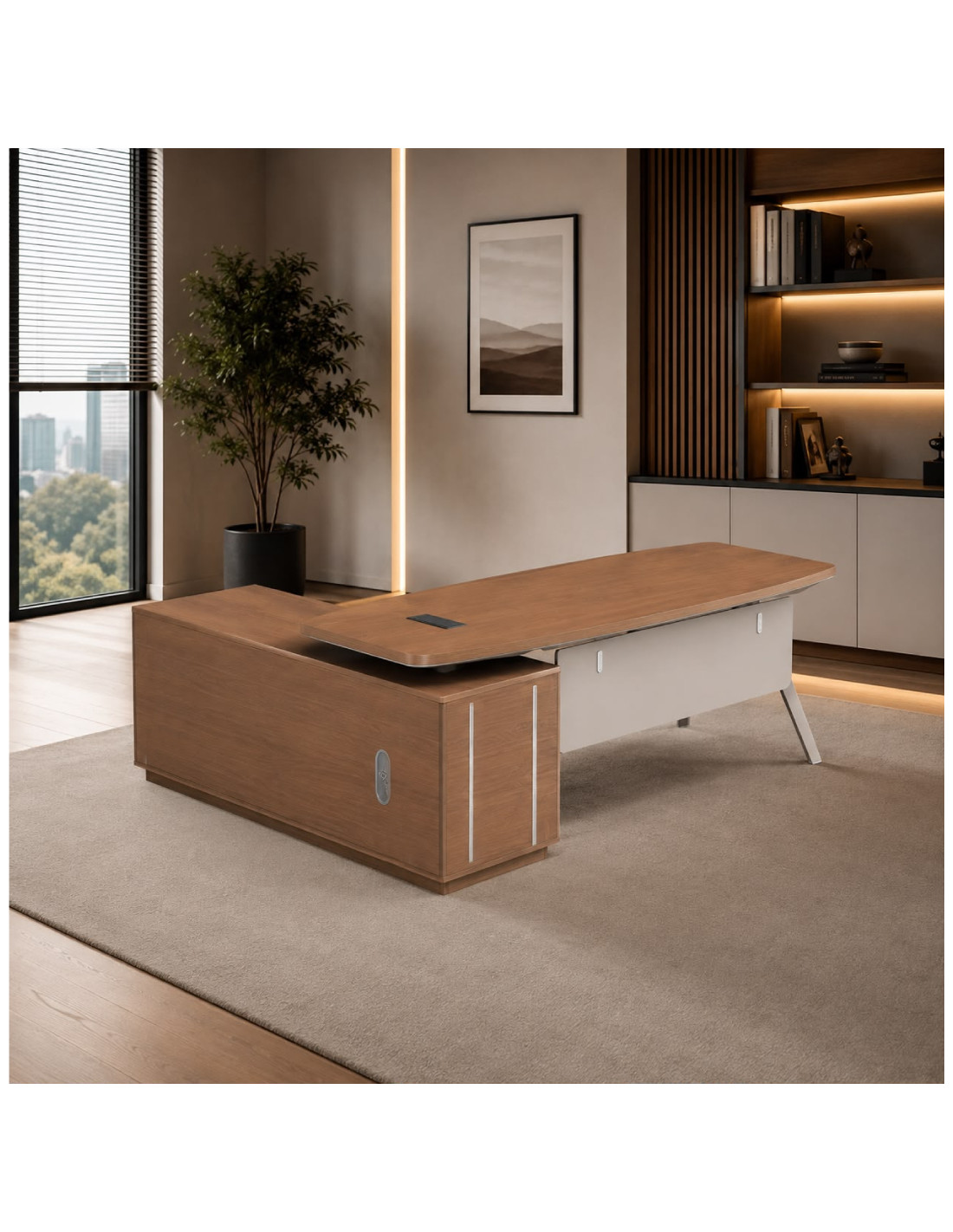 ESCRITORIO ARIANA  COLOR NOGAL/BEIGE DE 160CM*750CM