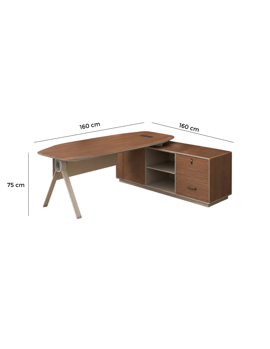 ESCRITORIO ARIANA  COLOR NOGAL/BEIGE DE 160CM*750CM