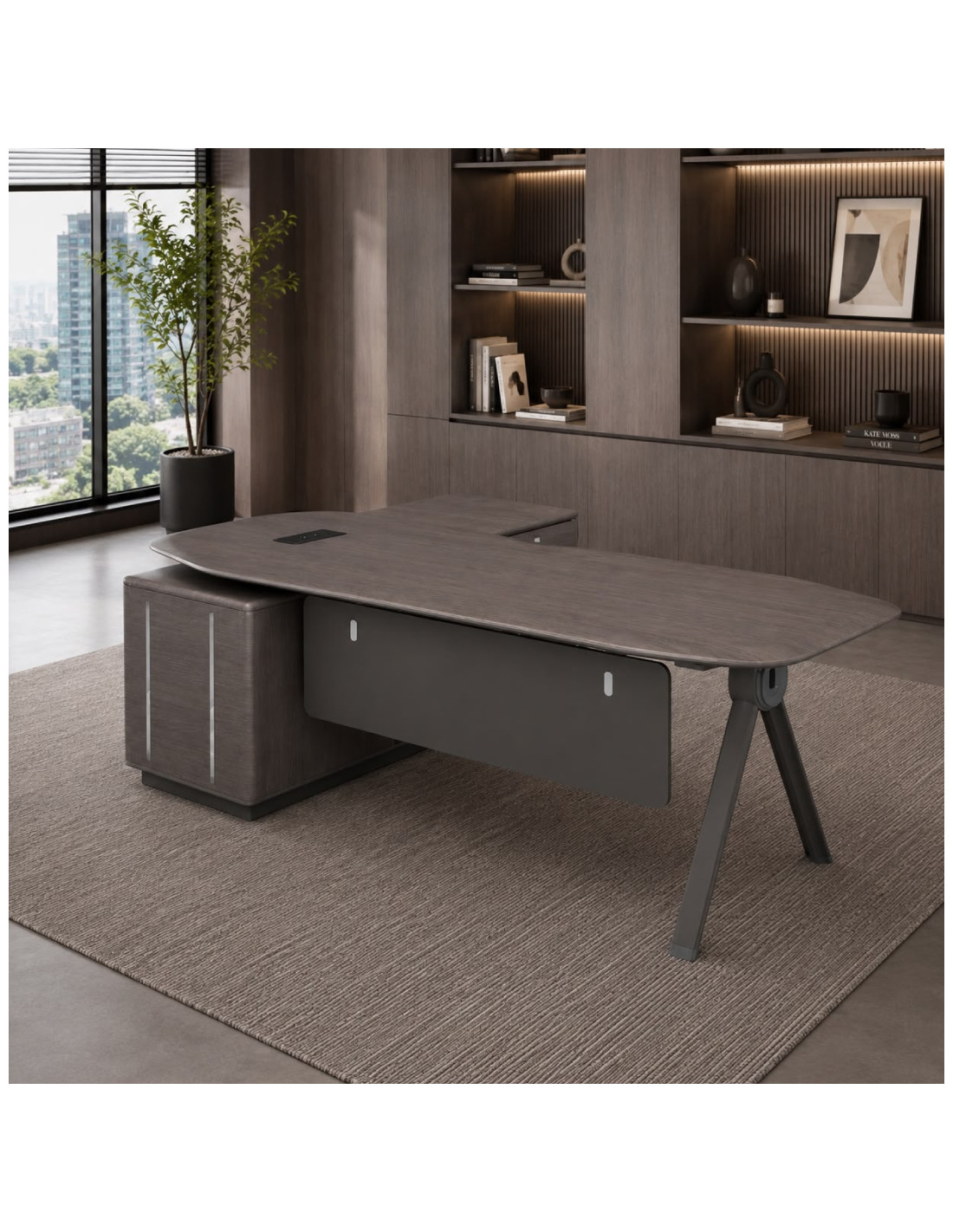 ESCRITORIO ARIANA  COLOR NEGRO/GRIS  DE 160CM *750CM