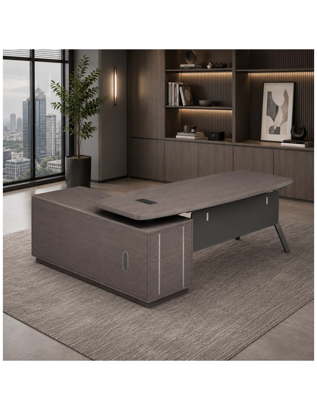 ESCRITORIO ARIANA  COLOR NEGRO/GRIS  DE 160CM *750CM