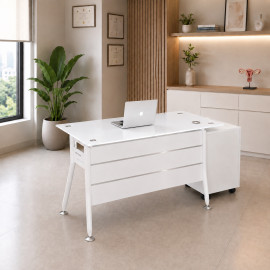 ESCRITORIO IVETTE VIDRIO TEMPLADO BLANCO  DE 120CM*60CM