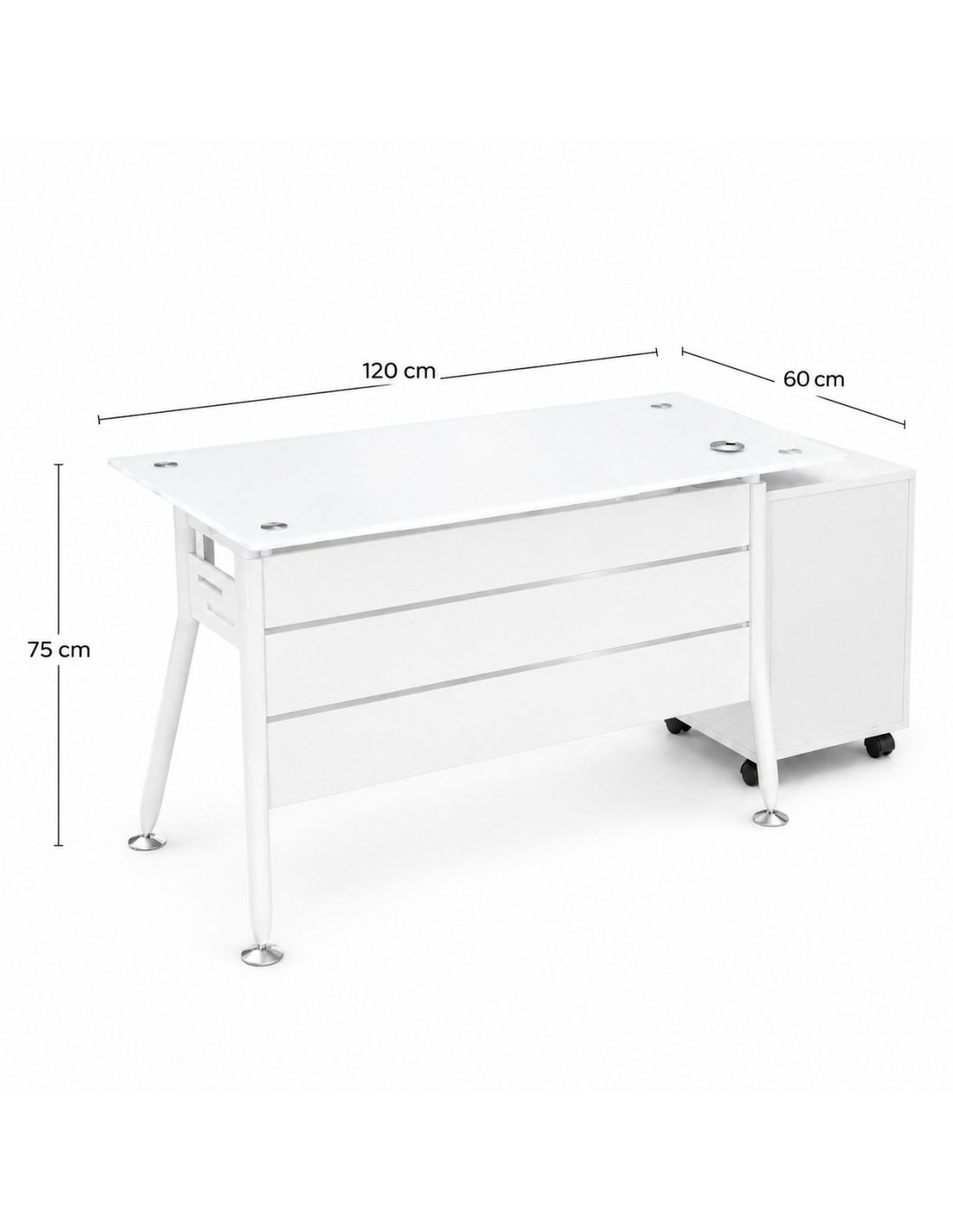 ESCRITORIO IVETTE VIDRIO TEMPLADO BLANCO  DE 120CM*60CM