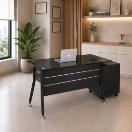 ESCRITORIO IVETTE VIDRIO TEMPLADO NEGRO DE 120CM*60CM