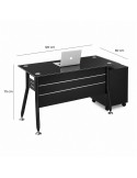 ESCRITORIO IVETTE VIDRIO TEMPLADO NEGRO DE 120CM*60CM