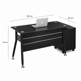 ESCRITORIO IVETTE VIDRIO TEMPLADO NEGRO DE 120CM*60CM 2