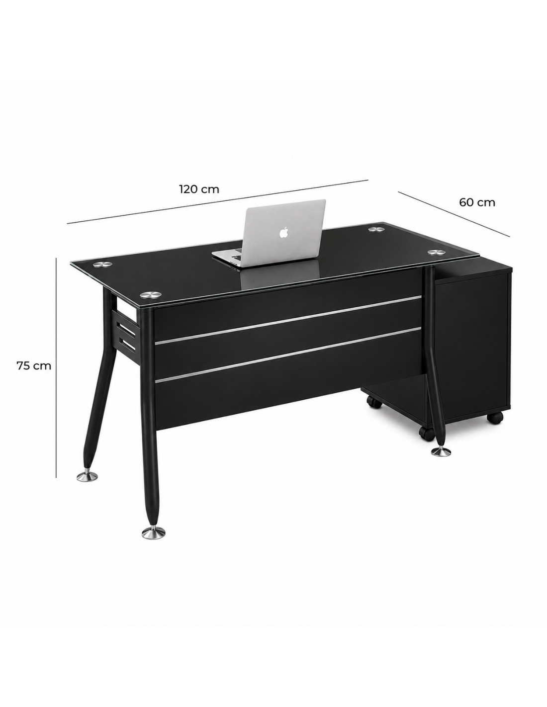 ESCRITORIO IVETTE VIDRIO TEMPLADO NEGRO DE 120CM*60CM