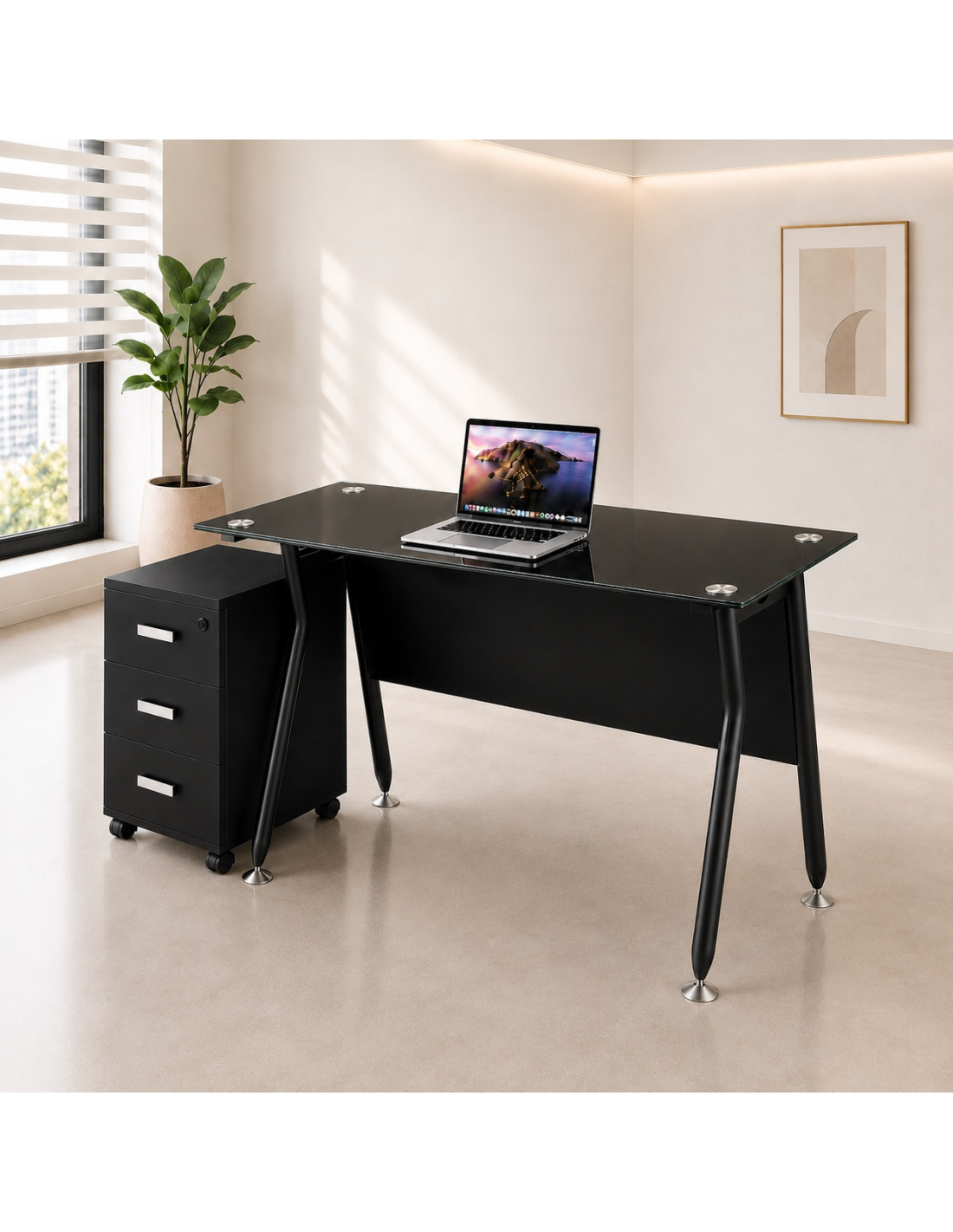 ESCRITORIO IVETTE VIDRIO TEMPLADO NEGRO DE 120CM*60CM