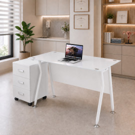ESCRITORIO IVETTE VIDRIO TEMPLADO BLANCO  DE 120CM*60CM 2
