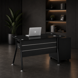 ESCRITORIO IVETTE VIDRIO TEMPLADO NEGRO  DE 140cm*70cm