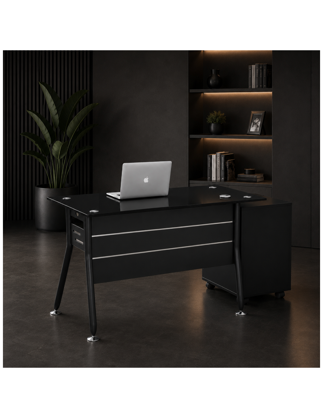 ESCRITORIO IVETTE VIDRIO TEMPLADO NEGRO  DE 140cm*70cm