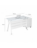 ESCRITORIO IVETTE VIDRIO TEMPLADO BLANCO  DE 140cm*70cm