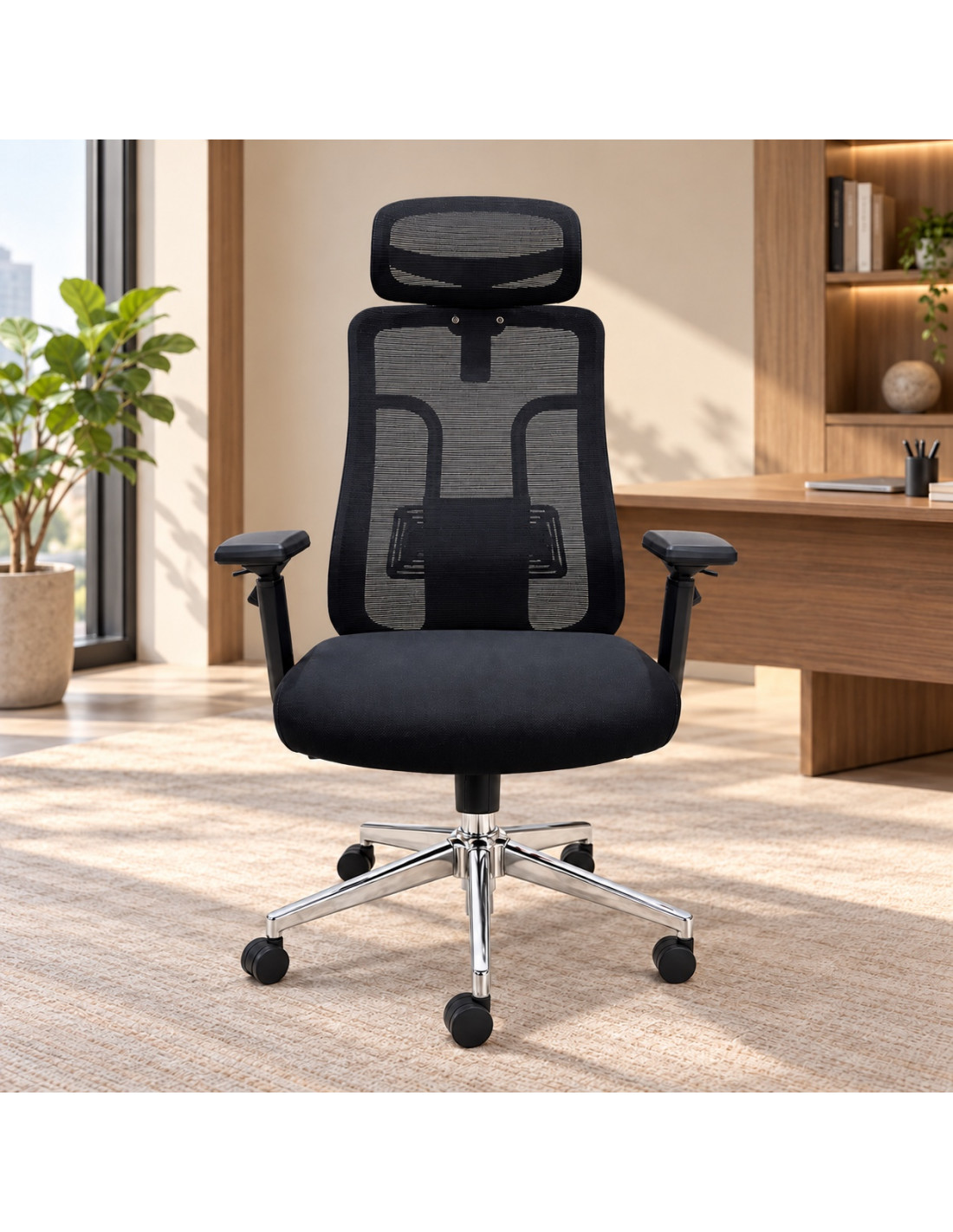 SILLON DE OFICINA ROSA COLOR NEGRO