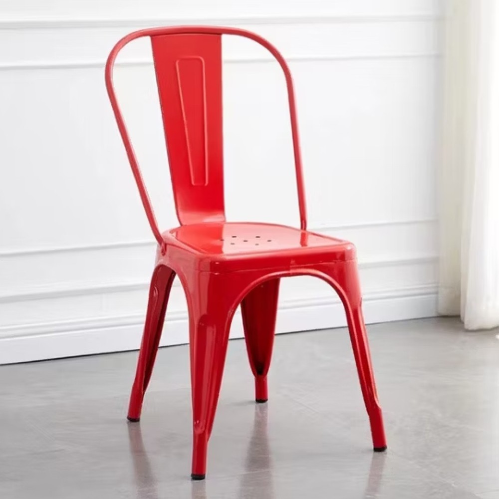 SILLA TOLIX EN ESTRUCTURA METALICA ROJA